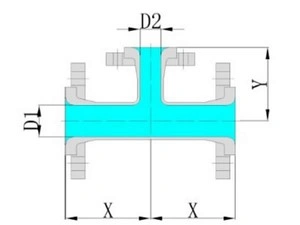 유리 라이닝 리듀싱 티형 및 크로스형